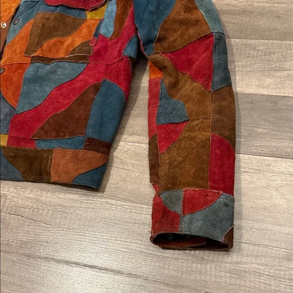 VINTAGE BadLeather Mens Sz 44 Multicolor Patchwork Leather Jacket